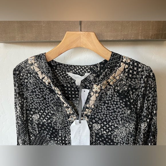 Magnolia Grace| Boho Floral Pattern Long Sleeve Blouse w Embroidered Beading••• - Picture 2 of 11